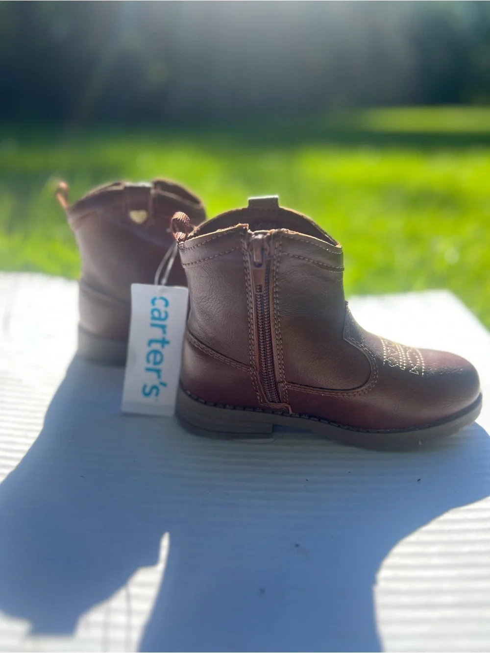 Carter's Brown Leather-Look Cowgirl Toddler Boots - Size 10 - NWT